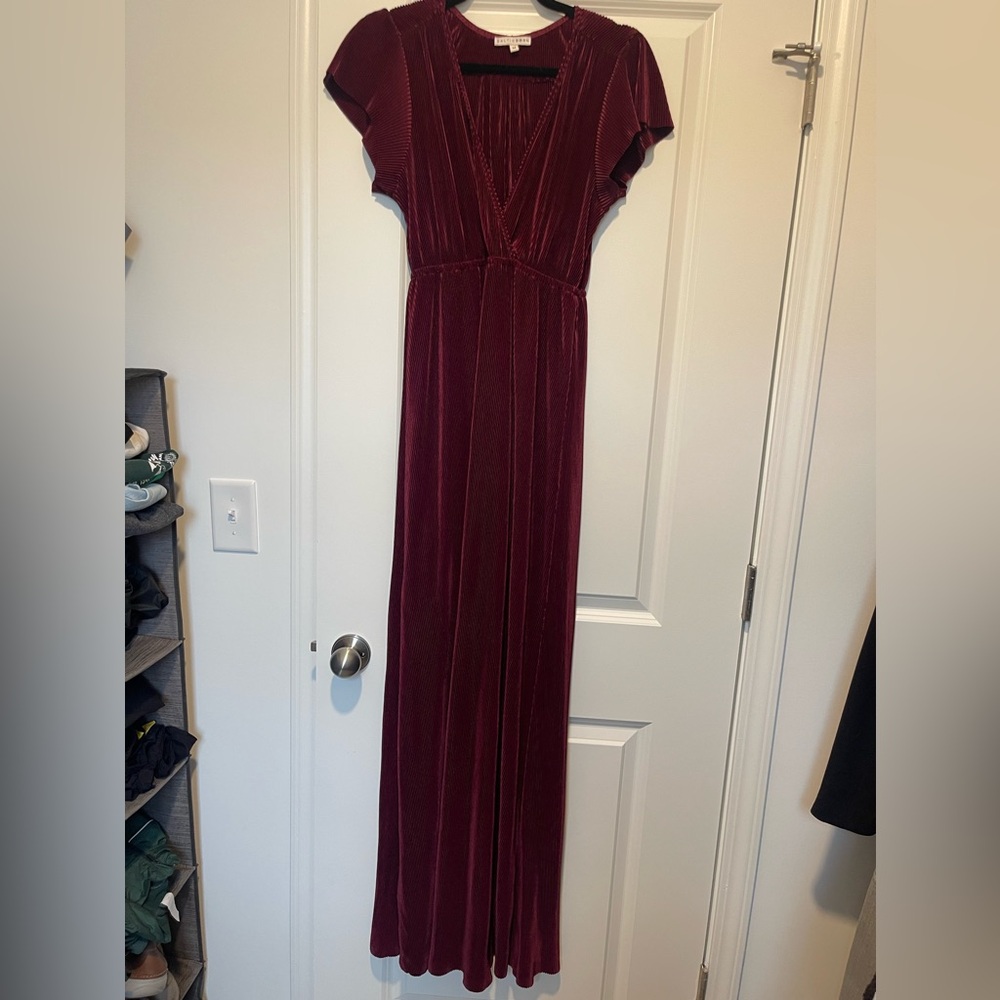 Pleated Satin Maxi Dress